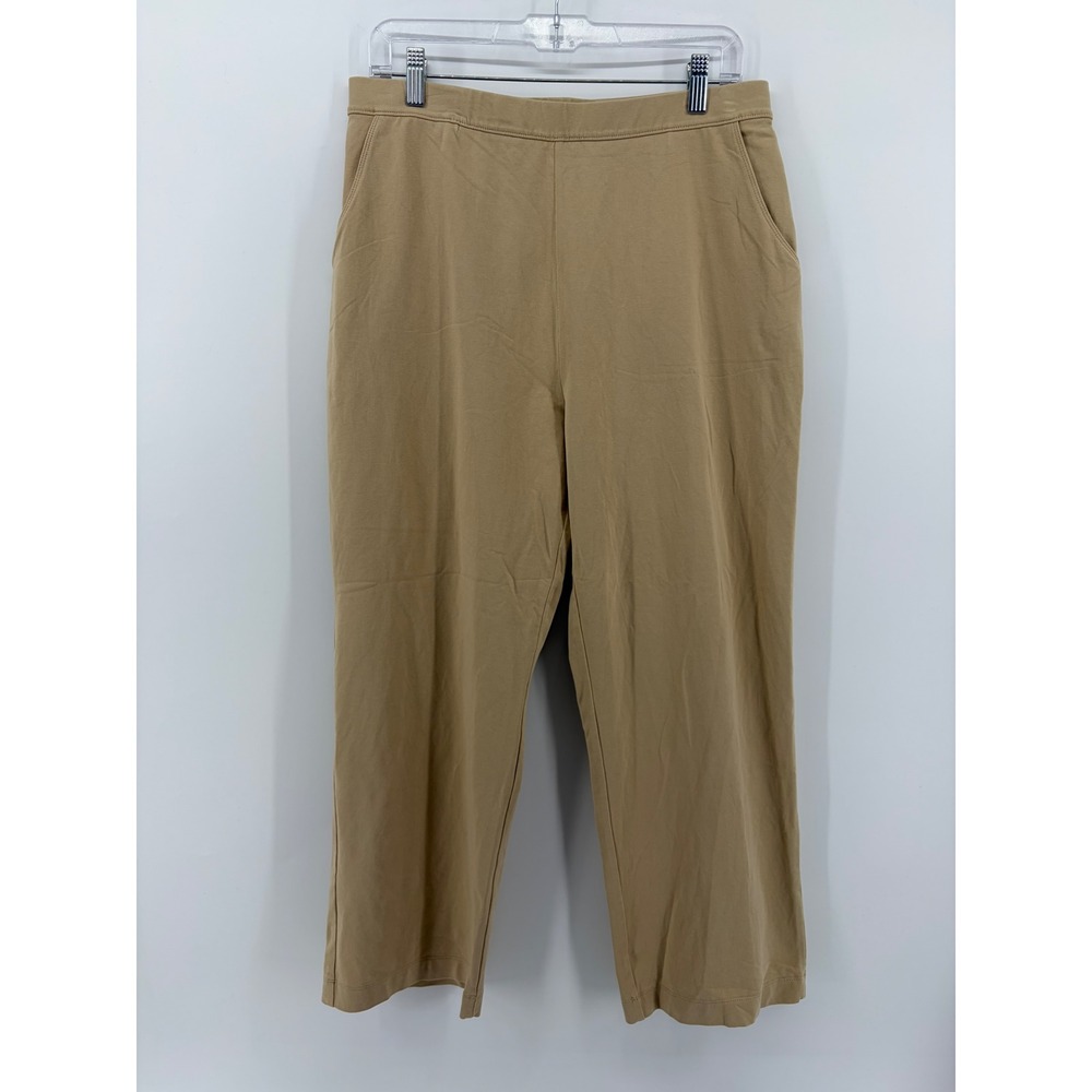 L.L.Bean Women's Tan‎ Cotton Lycra Blend Casual Cropped Pants Size L REG